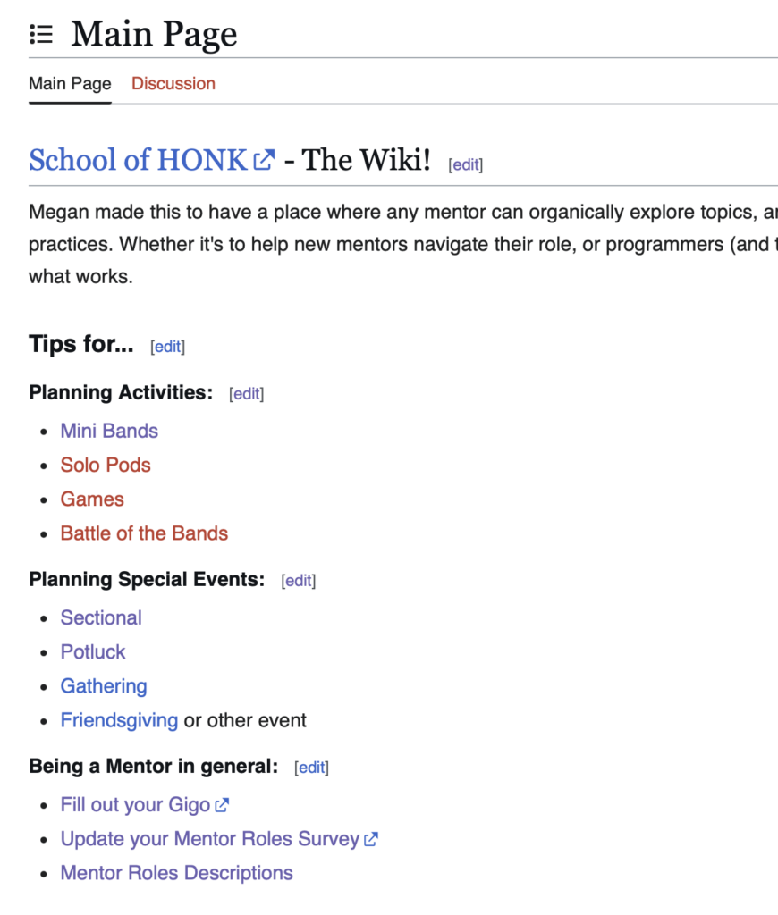 Home page of wiki